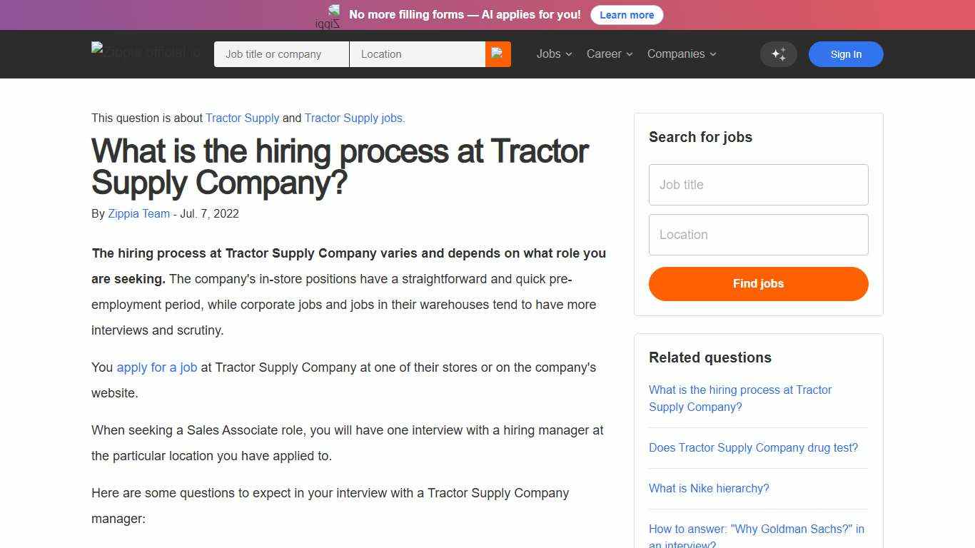 What is the hiring process at Tractor Supply Company? - Zippia