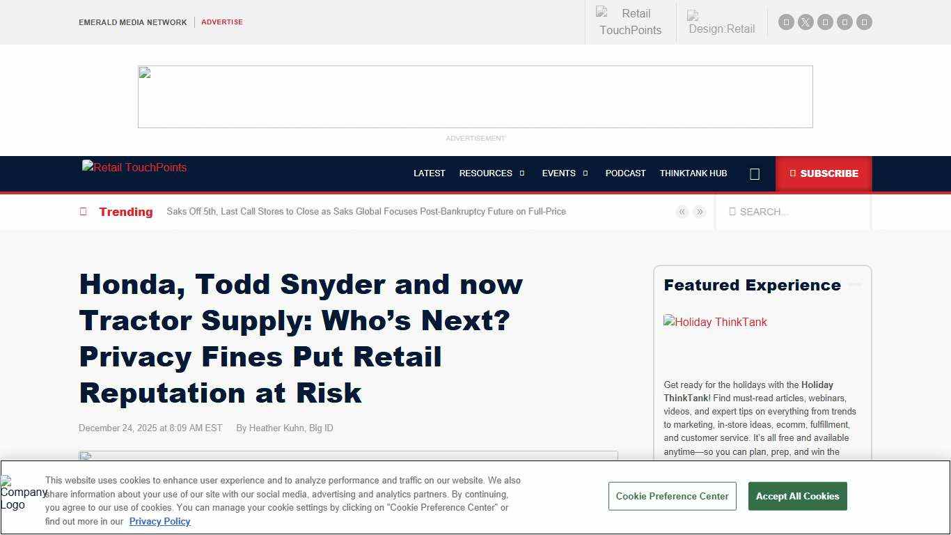 Honda, Todd Snyder and now Tractor Supply: Who’s Next? Privacy Fines Put Retail Reputation at Risk - Retail TouchPoints