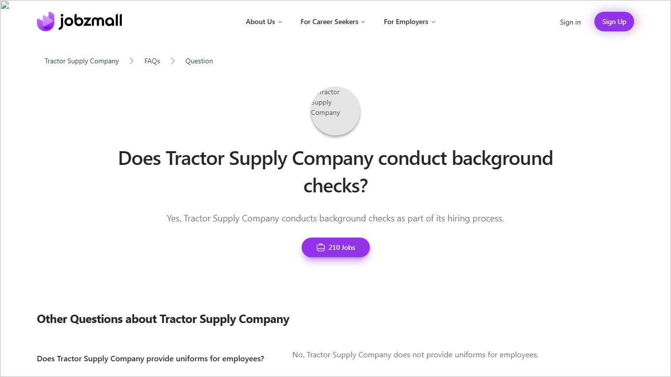 Does Tractor Supply Company conduct background checks? Tractor Supply Company FAQs JobzMall
